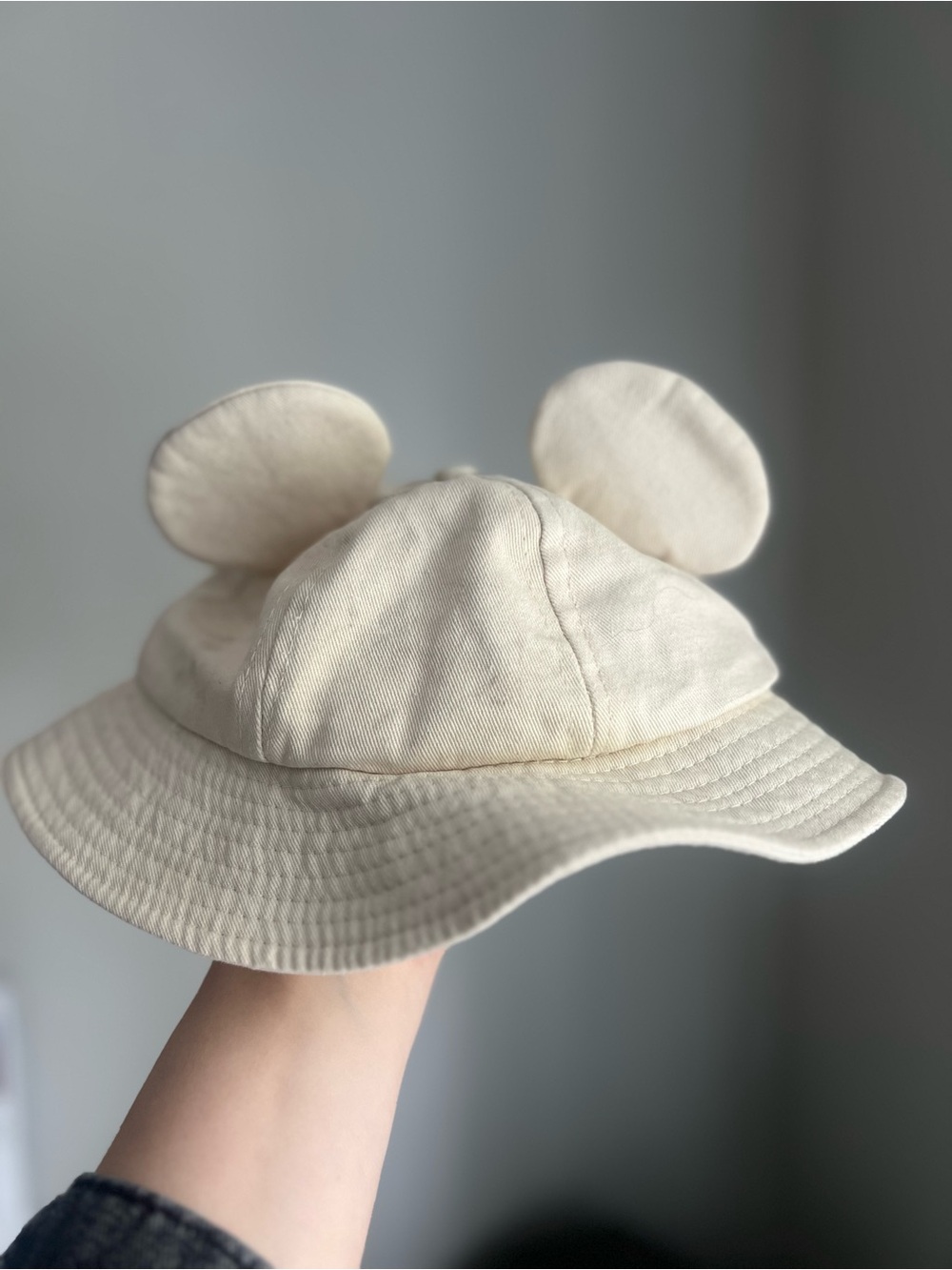 Toddler/Baby Disney Cream Bucket Hat with Mickey Embroidery and Ears - Picture 2 of 3